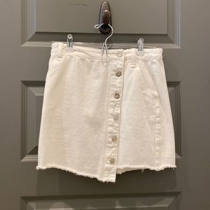 Asymmetrical White Button Skirt